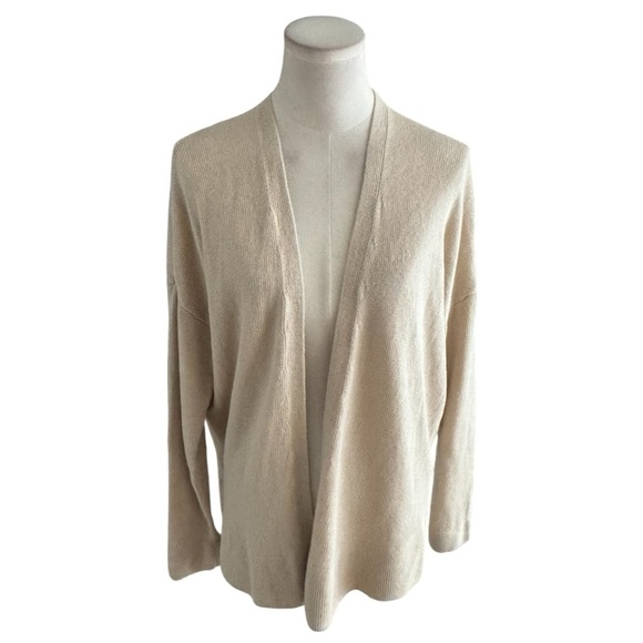 EILEEN FISHER Open Organic Linen Cotton Blend Cardigan Knit Sweater Size S Work - Picture 2 of 7